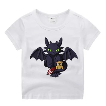 Berniukas Mergaitė Toothless Naktį Fury Filmas Juokingas Print T-shirt Vaikams, Kūdikių Vasara O-Kaklo Viršūnes Vaikų Marškinėlius