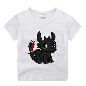 Berniukas Mergaitė Toothless Naktį Fury Filmas Juokingas Print T-shirt Vaikams, Kūdikių Vasara O-Kaklo Viršūnes Vaikų Marškinėlius