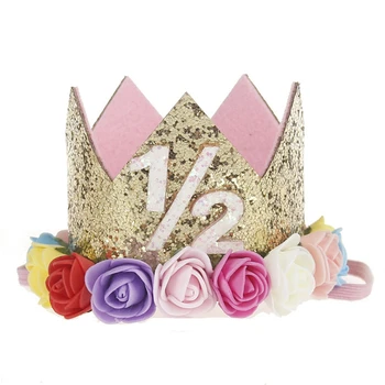 Berniukas Pirmojo Gimtadienio Skrybėlę Mėlyna Aukso Blizgučiai Mergina Aukso Pink Princess Crown 1 2 3 Metų amžiaus, Šalies Baby Shower Dekoro Lankelis Princes