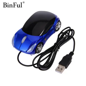 BinFul Naujas 3D Optinė USB Laidinė Pelė Pelės 1600DPI Automobilio Formos, PC Nešiojamas, Nešiojamasis Kompiuteris Juoda automobilių stiliaus Pelės