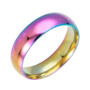 Bižuterijos 6MM Spalvinga Akinimo Sklandžiai Rainbow Ring Nerūdijančio Plieno Žiedai, Moterų, Vyrų Dovana