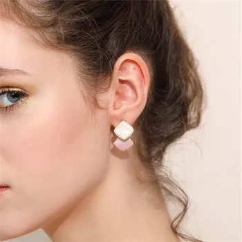 Bižuterijos moterų Klasikinis spalvinga spalvos auskarai sutartis geometrinis kvadratų auskarai asmenybės stud auskarai moterims