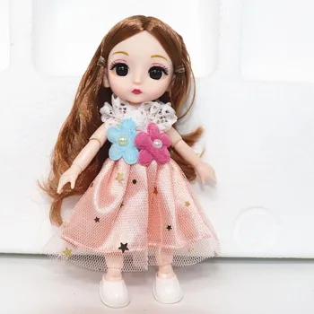 Bjd Doll 16cm 13 Kilnojamojo Bendras Cute Lėlės 3D Nekilnojamojo Akių uzpost Mados Plika Baby Drabužiai, Batai Vaikams 