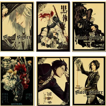 Black Butler anime retro plakatas, lipdukas namų dekoro, sienų apdaila freskos