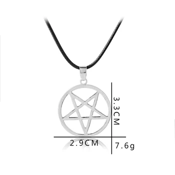 Black Butler Karoliai Pentacle Pentagram Pakabukas Liuciferio, Šėtono Logotipas Ženklas Sidabro Spalvos Antgamtinių Amuletas Papuošalai Vyrams Lašas Laivas