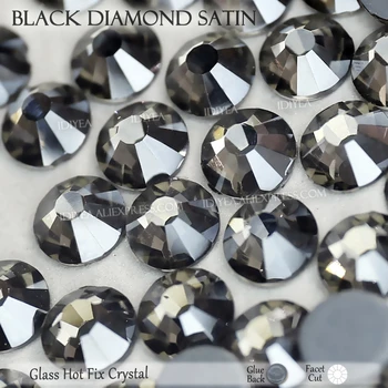 Black Diamond Satino pataisų cirkonio karšto lydalo butas atgal kristalai masės glitters vestuvių diamond dress kostiumai, blizgučiai meno