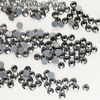 Black Diamond Satino pataisų cirkonio karšto lydalo butas atgal kristalai masės glitters vestuvių diamond dress kostiumai, blizgučiai meno