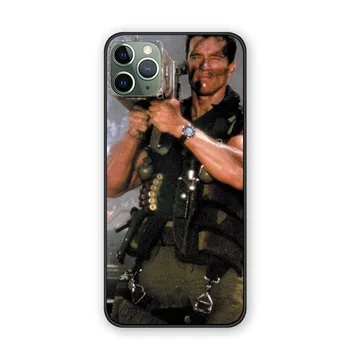 Black Soft case for iPhone 11 12 Pro MAX X XS MAX XR 7 8 6 6s Plius 5 5s SE 11 12 Padengti Arnoldas Schwarzeneggeris filmą Commando, 1985 m