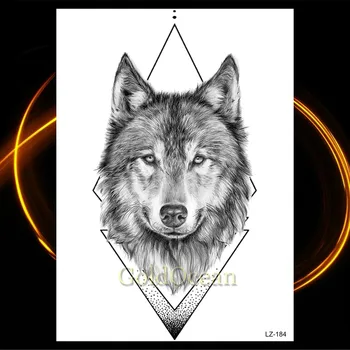 Black Wolf Laikinos Tatuiruotės Vandeniui Geometrinis Howl Coyote Miško, Tatuiruotė Realus Netikrą Kūno Menas Rankos Kojos Tatuiruotė Moterys Vyrai