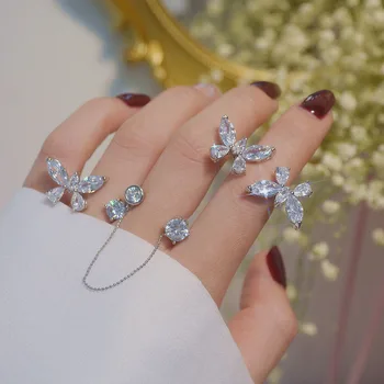 Blizga Pusėje Naujus Priedus, Cirkonis Drugelis Žiedų Moterų Paprastas Stilius Crystal Vestuvių Dalyvavimas Atviras žiedai