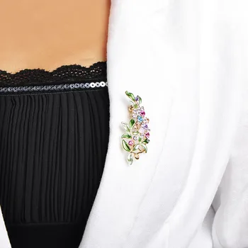 Blucome Gėlių Sages Moterims Emalio Sagės Papuošalai Hijab Smeigtukai Austrijos Kristalų Dekoratyvinis Drabužis-Suknelė Priedai Pin