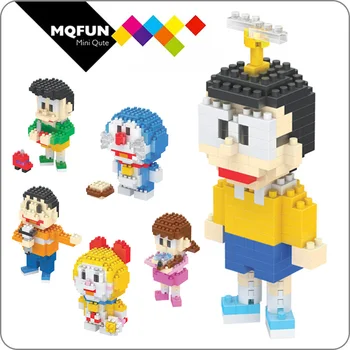 BOYU Anime Japonijos klasikinio animacinių filmų Doraemon mikro Granulių building block modelis Dorami Nobi Nobita ir jo draugai duomenys mūrinis