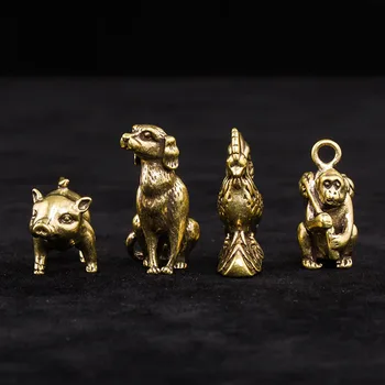 Brass Key Chain Pakabukas 12 Zodiako Animas Pelės, Jaučio, Tigro, Triušio Drakonas, Gyvatė, Arklys, Avis, Beždžionė, Vištienos, Šuo, Kiaulė Duomenys Keychain