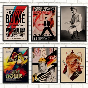 Britų roko dainininkas Davidas Bowie Retro Vintage Roko Muzikos Kraft Popieriaus, Plakatai, Sienų Lipdukai Kavinė Baras Kambario Apdaila, Sienų Dekoras/7