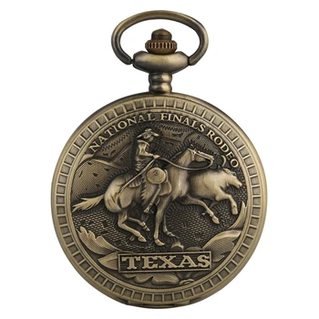 Bronzos JAV Teksaso Nacionalinio Finalo Rodeo Dizaino Kvarcinius Kišenėje Žiūrėti Royal Bronzos Karoliai Pakabukas Žiūrėti Laikrodis Dovanos Vyrams, Moterims