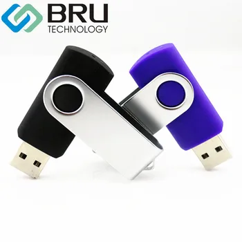 BRU USB Flash Diskas 1gb 2gb 4gb 8gb 16gb 32gb Plastiko Swivel Pen Drive, Memory stick Užsakymą Lazeriu Graviruoti Tekstą Spausdinimo Logotipas