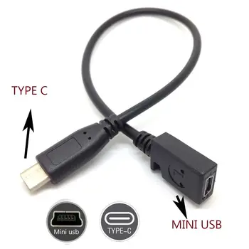 C tipo USB 3.1 Vyras į Mini USB 5pin Moterų Įkrovimo Duomenų sinchronizavimo Kabelis Laido Adapteris