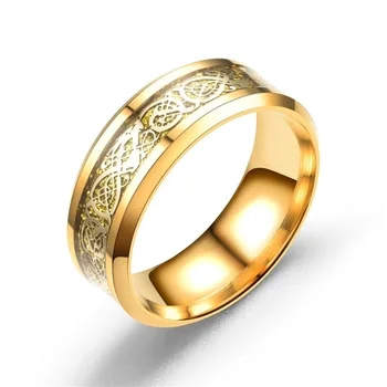 Carofeez bižuterijos Mylėtojas Žiedas Vestuvių Aukso Spalvos Moterų Širdies Cirkonis Žiedai Nustatyti Derliaus Dragon Nerūdijančio Plieno Žiedas Vyrams
