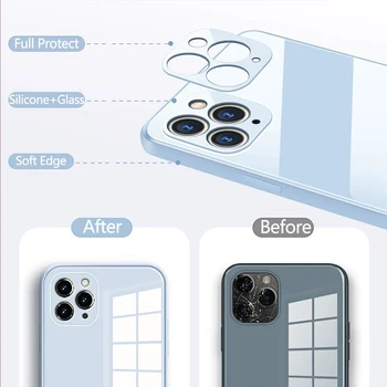 Case For iPhone 12 Pro Padengti Originalus Silikoninis Stiklo Funda Coque Apima, 
