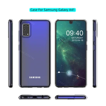 Case For Samsung Galaxy A41 TPU Silicio Aišku, Įrengtas Bamperis Soft Case for Samsung Galaxy A41 Skaidrus galinis Dangtelis