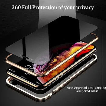 CASEIER Privatumo Grūdinto Stiklo Magnetinės Atvejais iPhone 12 11 Pro XS Max Mini XR 6 6S 7 8 Plus Atveju Anti Spy Metalo Magneto Dangtelis