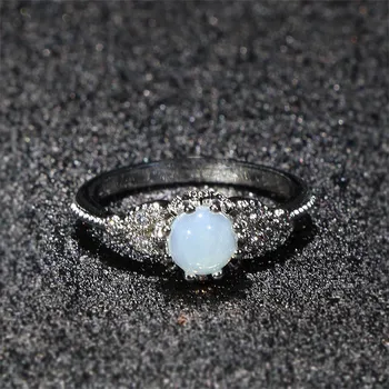 Cellacity 925 Sterlingas Sidabro žiedas su apvaliu mėnulio akmuo/Opalas Brangakmenio Vestuvės Vestuvinis Papuošalų Piršto žiedą, Didmeninė lady Dovana