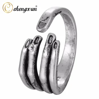 CHENGXUN 3D Ranka, Pirštas, Žiedai, sidabro spalva Moterys Žiedas Reguliuojamas Atidaryti Piršto Žiedai, sidabro spalva Vyrai