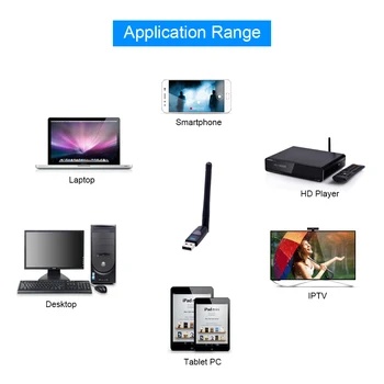 CHIPAL 150Mbps USB WiFi Adapteris 150M Mini Belaidė Tinklo Korta LAN Wi-Fi Imtuvas, 