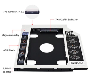 CHIPAL Aliuminio Plastiko 2nd HDD Caddy 9.5 mm 12,7 mm SATA 3.0 2,5 Colių SSD Atveju Standžiojo Disko Aptvarą Optibay Optinis Bay