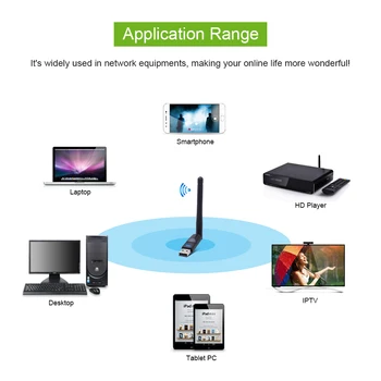 CHIPAL Ralink RT5370 150Mbps Wireless Tinklas, Kortelių Mini USB 2.0, WiFi Adapteris, Antena 2dbi PC, LAN, Wi-Fi Imtuvas Dongle 802.11 n