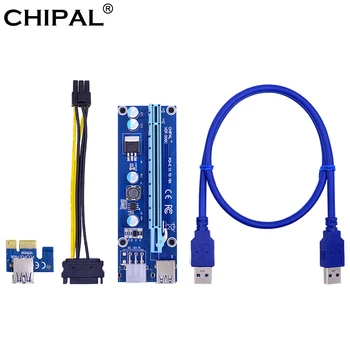 CHIPAL VER006C PCI-E Riser Card PCI Express 1X PCIE į 16X Extender 100CM 60CM USB 3.0 Kabelį 6Pin Maitinimo Laido Miner Kasyba