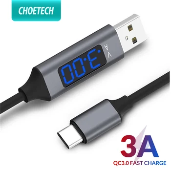 CHOETECH USB C Tipo Kroviklio Kabelį 3A Įtampa Srovės Led Ekranas, Usb, C Duomenų Laidą 