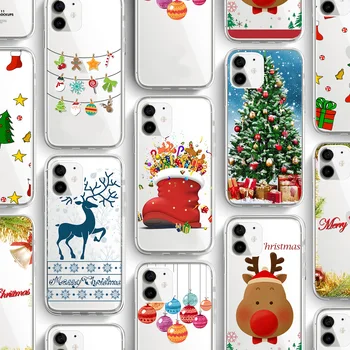 Ciciber Linksmų Kalėdų Eglutė Briedžių Atveju Iphone, 11 Case For iPhone 12 11 Pro XR 7 X XS MINI Max 8 6 6S Plius 5S SE 2020 Silikono