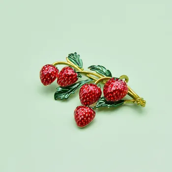 CINDY XIANG emalio braškių sages moterims, raudonos spalvos pin sagė augalų projekto mielas aukštos kokybės jewellry vasaros stilius