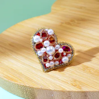 CINDY XIANG Hand Made Crystal Granulių Širdies Sages Moterims, Raudonos Spalvos kalnų krištolas Sagė Pin Aukštos Kokybės Naujas 2020 m.