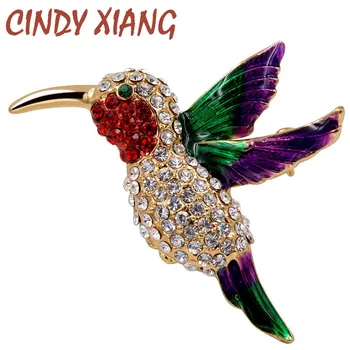 CINDY XIANG Naujų Paukščių Stiliaus CZ kalnų krištolas Hummingbird Sages Moterims Mielas Smulkių Gyvūnų Sagė Pin Suknelės, Paltai Priedai