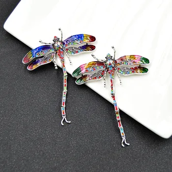 CINDY XIANG Spalvinga Emalio Dragonfly Sages Moterims Kailis Pin 2 Spalvų Vabzdžių Papuošalai kalnų krištolas Priedai