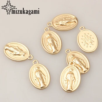 Cinko Lydinys, Pakabukai, Auksiniai Ovalo formos Monetos Mergelės Marijos Pakabukai Pakabukas 