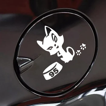 CK3165#12*10cm Katė ant dujų bakas 95 atspindintis juokinga automobilio lipdukas vinilo decal sidabro/juoda auto lipdukai bamperis galinis langas