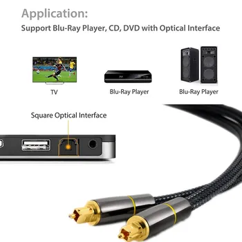 Coaxial SPDIF Laidas Dolby 7.1 Soundbar 5.1 Skaitmeninis Optinis Audio Kabelis Toslink Pluošto Kabelis Stiprintuvai Žaidėjas Xbox 360