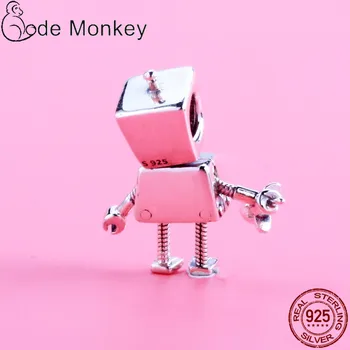 CodeMonkey 2020 Naujas Mažai Robotas Karoliukai Tinka Originalios 3mm Apyrankė 925 Sterlingas Sidabro Žavesio Padaryti 