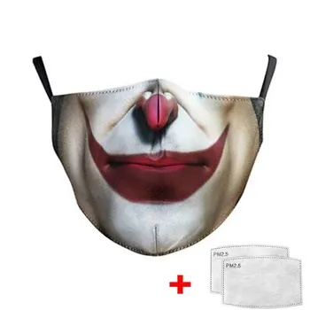 Cosplay Joker 3D atspausdintas pasikartojantis skalbti kaukė Filtras Įterpti Apsaugos Filtras Žiniasklaidos lapelyje burną Kaukės