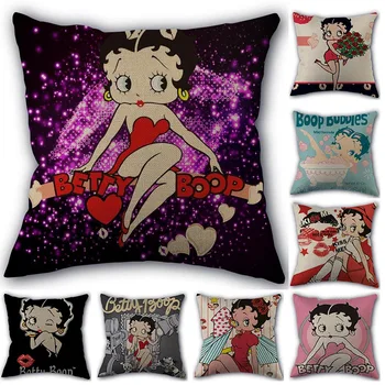 Custom Betty Boop Animacinių filmų Užvalkalas Medvilnės, Lino Audiniai, Namų Tekstilės Aikštėje Užvalkalas 45X45cm Vestuvių Dekoratyvinis Ne Išnyks