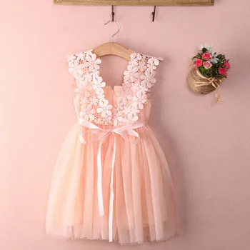Cute Baby Girl Vasaros Suknelė Tiulio Nėrinių Gėlių Gown Išgalvotas Šalis Bridesmaid Suknelę Sundress Mergaitės Suknelė Drabužius