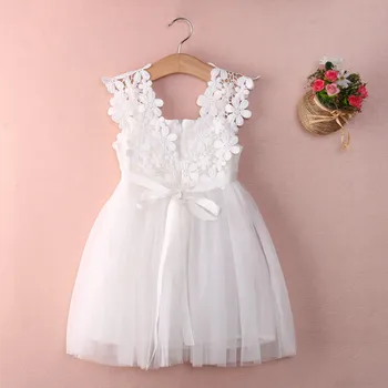 Cute Baby Girl Vasaros Suknelė Tiulio Nėrinių Gėlių Gown Išgalvotas Šalis Bridesmaid Suknelę Sundress Mergaitės Suknelė Drabužius