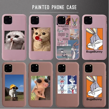Cute Kačių Telefono dėklas Skirtas iPhone 12 Mini Pro X 6s 7 8 Plus SE 2020 Mielas Saldainiai Spalvos Minkštos TPU Apima, 