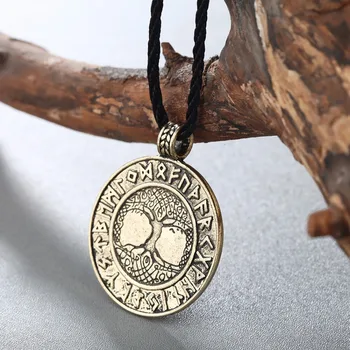 Cxwind Skandinavijos Vikingai Runos Amuletas su Medžio Pakabukas & Karoliai Retro Turas Gyvybės Medis Pakabukai Runos Karoliai Talismanas Papuošalai