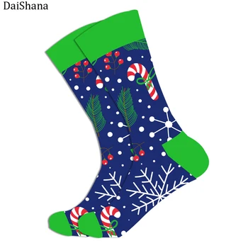 DaiShana Medvilnės Kalėdų Kojinės Unisex Naujas Atvykimo Rudens Žiemos Naujųjų Metų Kalėdų Senelis Kalėdų Medžio Sniego Briedžių Dovana Happy Socks