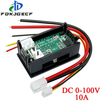DC 0-100V 10A Voltmeter Ammeter Raudona+ Mėlyna LED Amp Dual Digital Volt Matuoklio Indikatorius LED ekranas Metrų Amperemeter Įtampos Indikatorius