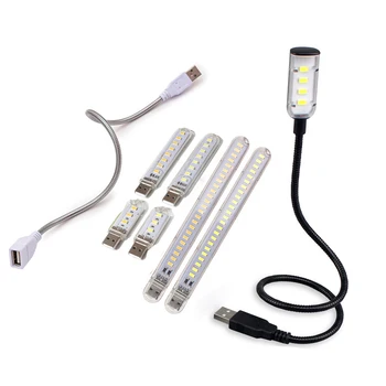 DC5V USB Mini LED Knyga Lempos Nešiojamų 3 4 8 24 LED Skaitymo Lemputė USB LED Nakties Šviesos Kempingas Lemputė Galia Banko Nešiojamas Kempingas